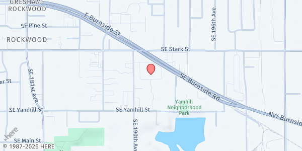 Map showing Rockwood Station Apartments at 19100 E. Burnside St., Portland, OR