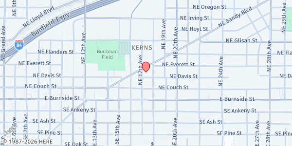 Map showing Salvation Army Portland Tabernacle Family Services at 1712 NE Sandy Blvd., Portland, OR