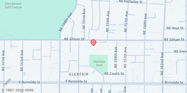 Map showing School Pantry at Glenfair (SUN/MFS) at 15300 NE Glisan St, Portland, OR