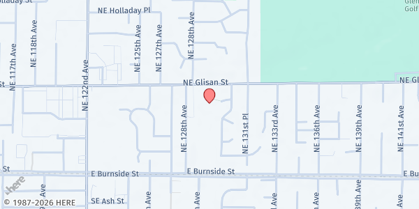 Map showing School Pantry at Menlo Park (SUN/IRCO) at 12900 NE Glisan Street, Portland, OR