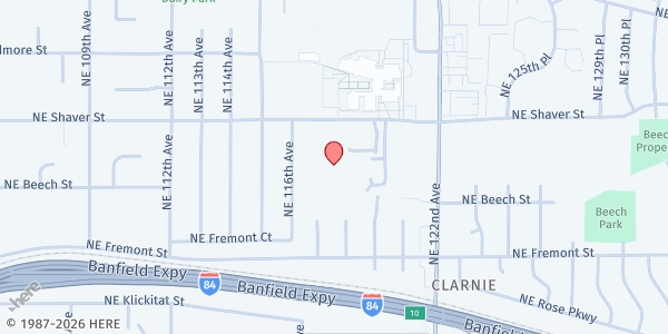 Map showing School Pantry at Parkrose Middle School (SUN/IRCO) at 11800 NE Shaver, Portland, OR