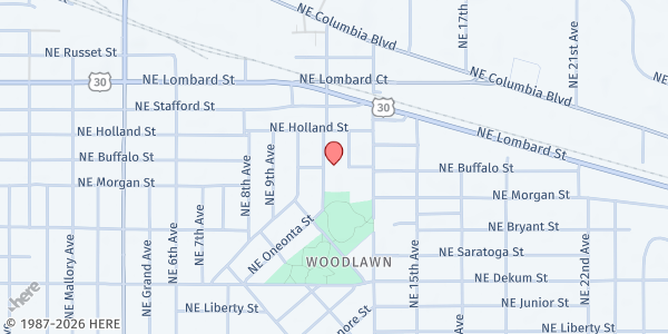 Map showing School Pantry at Woodlawn School (SUN/SEI) at 7200 NE 11th Avenue, Portland, OR