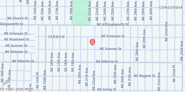 Map showing Sharon Community Services SDA at 5209 NE 22nd Ave, Portland, OR
