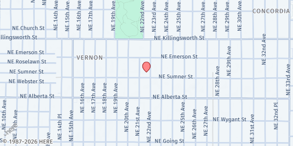 Map showing Sharon Seventh Day Adventist Community Services at 5209 NE 22nd Ave, Portland, OR