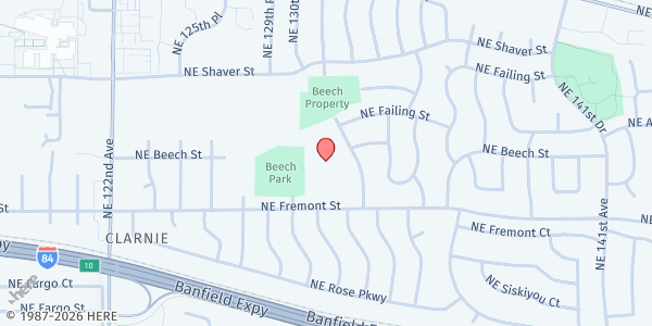 Map showing Shaver Elementary at 3701 NE 131st Place, Portland, OR