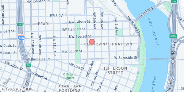 Map showing Sisters of the Road Cafe at 133 NW 6th Ave, Portland, OR