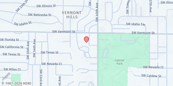 Map showing St. Luke Lutheran Church EFB at 4595 SW California St, Portland, OR