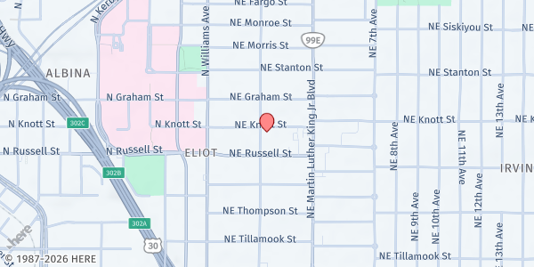 Map showing St Philip the Deacon Church at 120 NE Knott St, Portland, OR