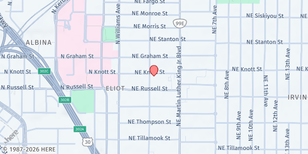 Map showing St Philip the Deacon Episcopal Church at 120 NE Knott St, Portland, OR