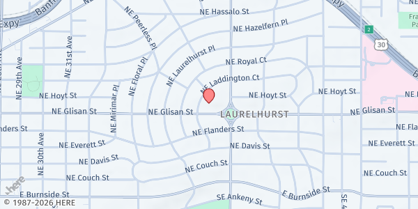 Map showing St. Vincent de Paul All Saints at 3847 NE Glisan, Portland, OR