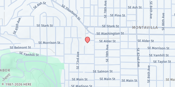 Map showing St. Vincent de Paul Ascension at 743 SE 76th Ave, Portland, OR