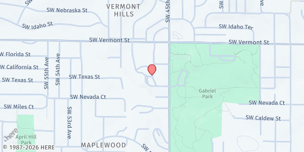 Map showing SVDP St John Fisher at 7007 SW 46th Ave, Portland, OR