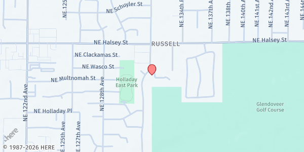 Map showing SVDP St Therese at 1260 NE 132nd Ave, Portland, OR