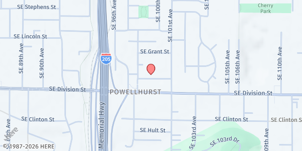 Map showing The Church of Jesus Christ of Latter-day Saints - Portland at 9901 SE Caruthers St, Portland, OR