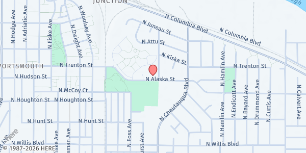 Map showing University Park ACS at 4007 N Alaska Ave, Portland, OR