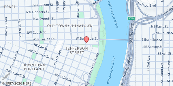 Map showing VETS (Veterans Emergency Transitional Shelter) at 30 SW 2nd Ave., Portland, OR