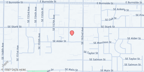 Map showing Victory Outreach Mobile Food Pantry at 16022 SE Stark St, Portland, OR