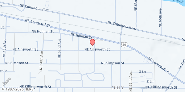 Map showing We Care at 6021 NE 57th Avenue, Portland, OR