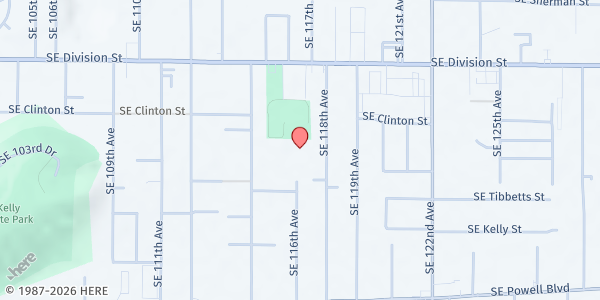 Map showing West Powellhurst Elementary at 2921 SE 116th Ave, Portland, OR
