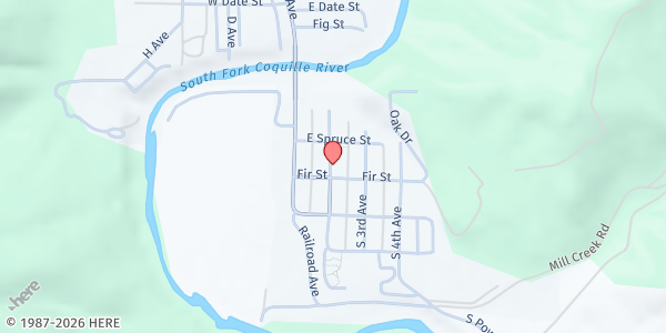 Map showing Powers Food Pantry at 510 2nd Ave, Powers, OR