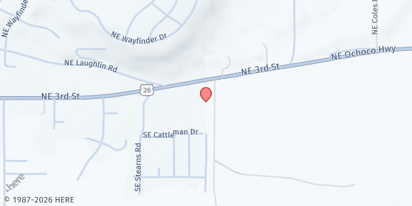 Map showing Eastside Church Free Food Market at 3174 NE 3rd St., Prineville, OR