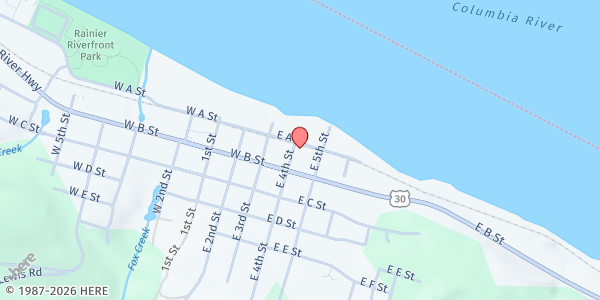 Map showing Hope of Rainier Oregon at 404 E "A" Street, Rainier, OR