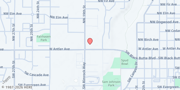Map showing Redmond Assembly of God at 1865 West Antler Avenue, Redmond, OR