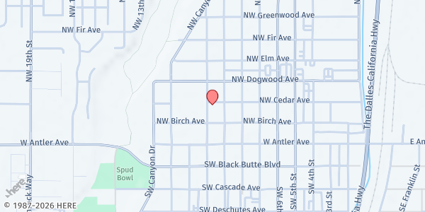 Map showing Redmond Community Church at 237 Nw 9th St, Redmond, OR