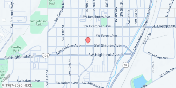 Map showing SDA Redmond at 945 SW Glacier Ave, Redmond, OR
