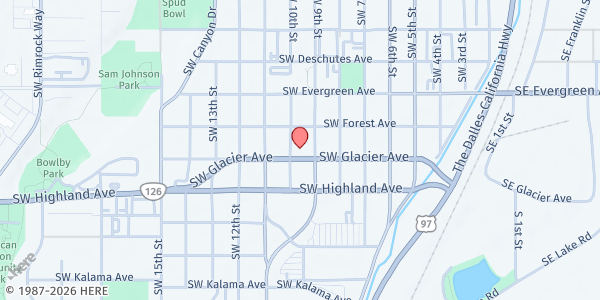 Map showing Seventh Day Adventist Center (Redmond) at 945 SW Glacier Ave, Redmond, OR