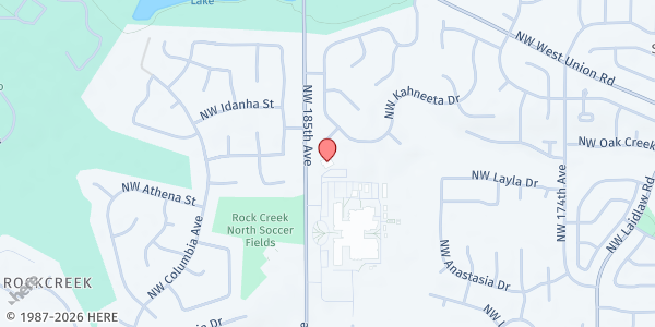 Map showing Rock Creek Church EFB at 4470 NW 185th Ave, Rock Creek, OR