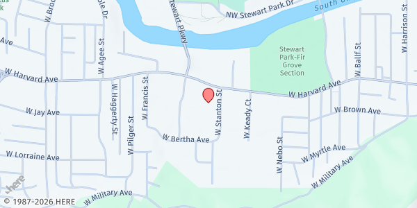 Map showing St Joseph's Community Kitchen at 630 W Stanton, Roseburg, OR