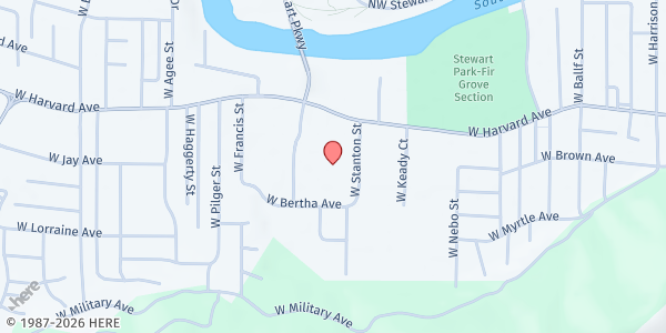 Map showing St Joseph's Community Kitchen at 630 W Stanton, Roseburg, OR