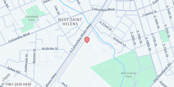 Map showing Barbara Bullis Memorial HELP Food Pantry at 474 Milton Way, Saint Helens, OR