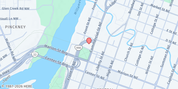 Map showing ARCHES Community Meal Location at 615 Commercial Street NE, Salem, OR