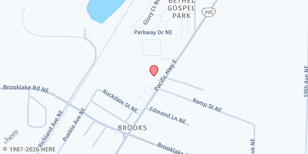 Map showing Brooks Assembly of God at 9165 Portland Road Northeast, Salem, OR