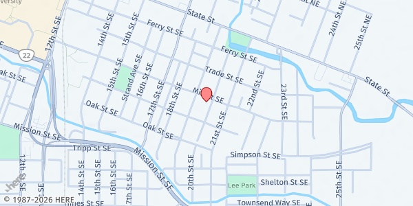 Map showing Capital Park Food Pantry at 410 19th St SE, Salem, OR