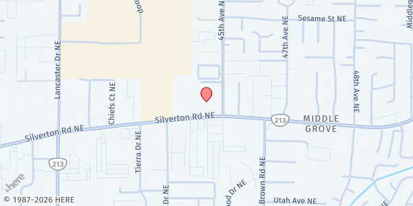 Map showing El Mercadito by Mano a Mano at 4455 Silverton Rd NE, Salem, OR
