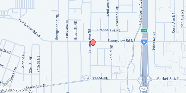 Map showing Mano-a-Mano Lansing at 1998 Lansing Ave NE, Salem, OR
