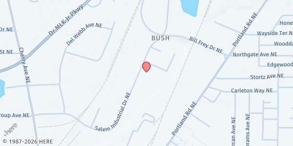 Map showing Marion Polk Food Share at 1660 Salem Industrial Drive NE, Salem, OR