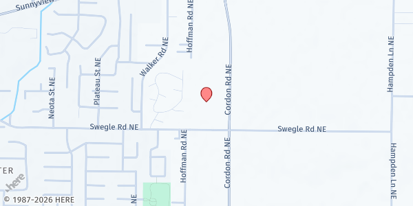 Map showing New Hope Foursquare Church at 4963 Swegle Road NE, Salem, OR