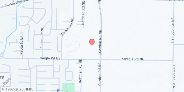 Map showing New Hope Foursquare Church at 4963 Swegle Road Northeast, Salem, OR