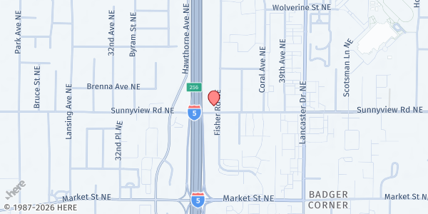 Map showing Pauline Memorial AME Zion Church at 3593 Sunnyview Road, Salem, OR