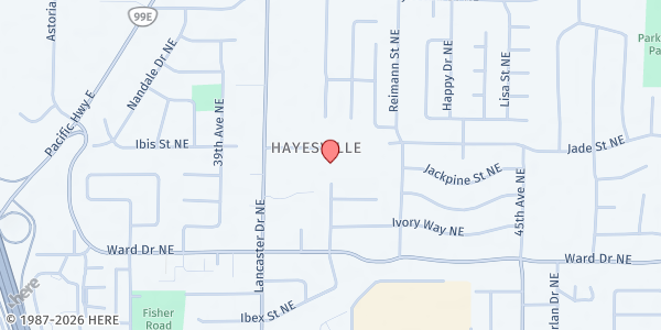 Map showing People's Church Pantry at 4500 Lancaster Dr NE, Salem, OR