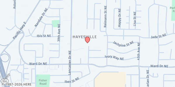 Map showing People's Church Pantry at 4500 Lancaster Drive NE, Salem, OR