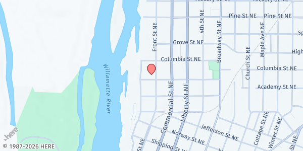 Map showing Salvation Army Lodge Lighthouse Shelter at 197 7 Front St. NE, Salem, OR