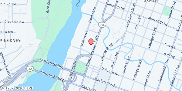 Map showing Union Gospel Mission - Men's Mission at 777 Commercial St. NE, Salem, OR