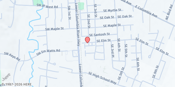 Map showing Scappoose Community Food Pantry at 33584 SE Elm St, Scappoose, OR