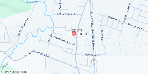 Map showing St. Vincent DePaul - Scappoose at 51555 Old Portland Rd., Scappoose, OR