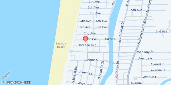 Map showing Our Lady of Victory Sunday Supper at 120 Ocean Way, Seaside, OR